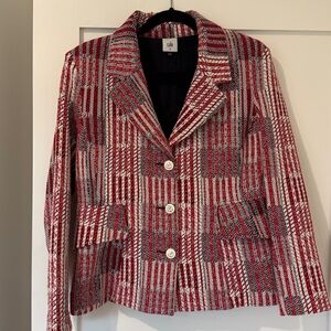 Cabi- Red Navy and White Plaid Blazer